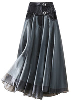 Damen-Midirock Patchwork Grau lockerer Schnitt