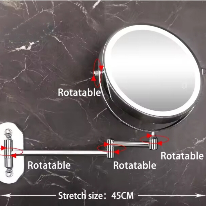 Lusterko LED do Makijażu – Ładowane Lusterko Toaletowe z Regulowanym Światłem