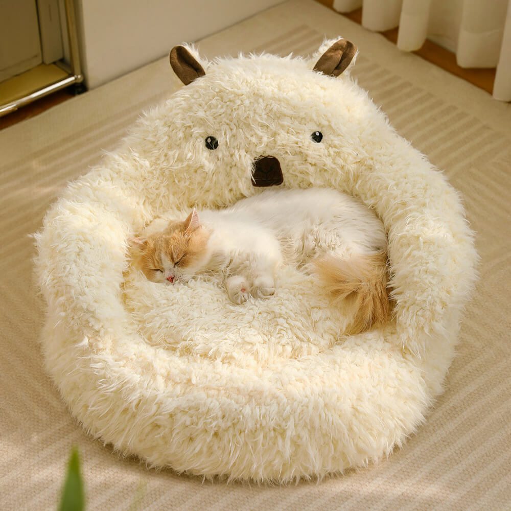 Cuccia invernale accogliente per cane in stile ispirato all’alpaca