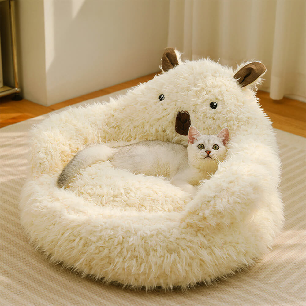 Cuccia invernale accogliente per cane in stile ispirato all’alpaca