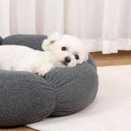 Niche ronde pour chien avec motif floral