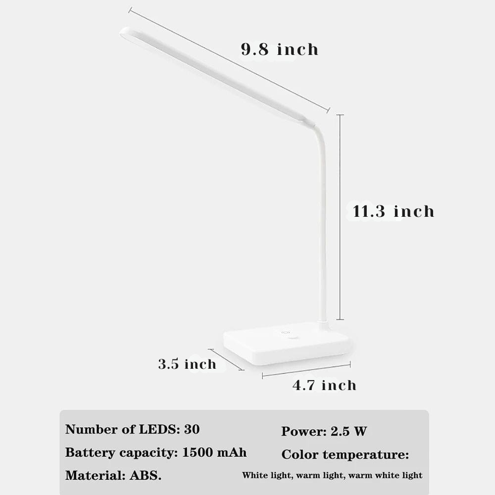 Lampe de bureau LED USB compacte, flexible et économe en énergie, rechargeable