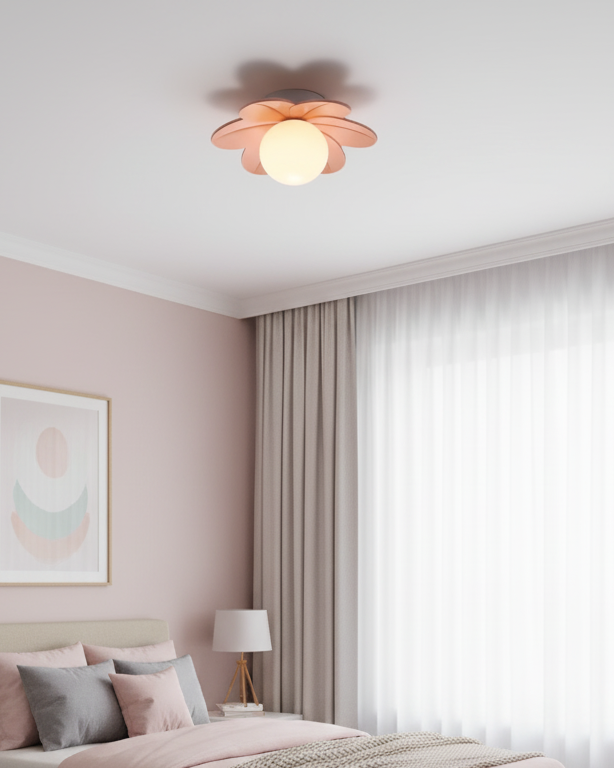 Lampada da soffitto decorativa contemporanea a tema floreale in vetro