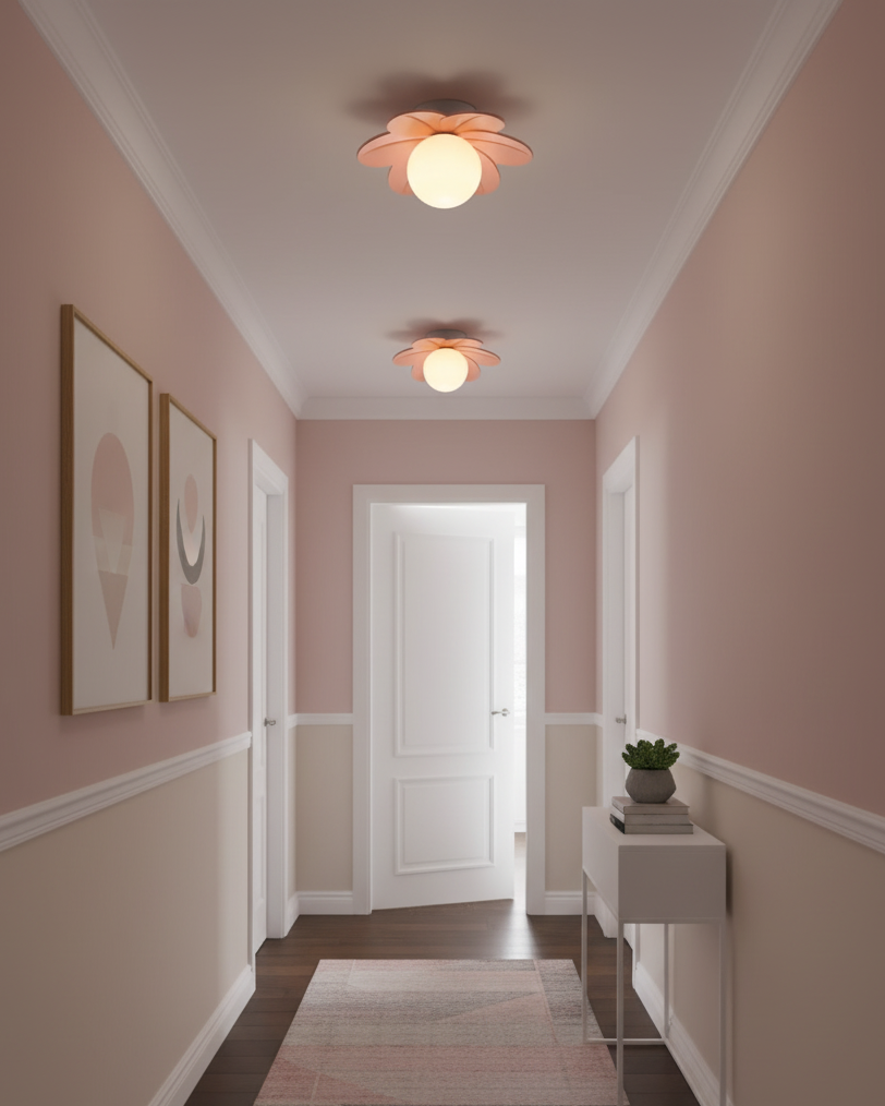 Lampada da soffitto decorativa contemporanea a tema floreale in vetro