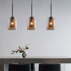 Lampa wisząca z podwójnym szkłem z połowy wieku do jadalni i salonów