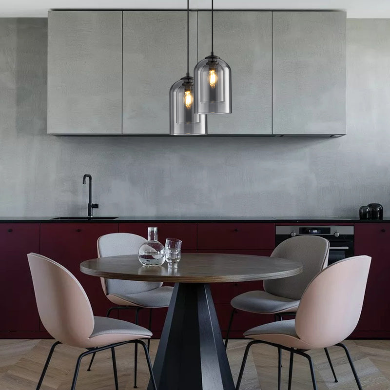 Designer ceiling lamps – pendant lamp with double shade in mid-century style