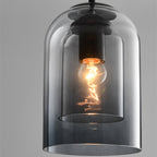 Lampa wisząca z podwójnym szkłem z połowy wieku do jadalni i salonów