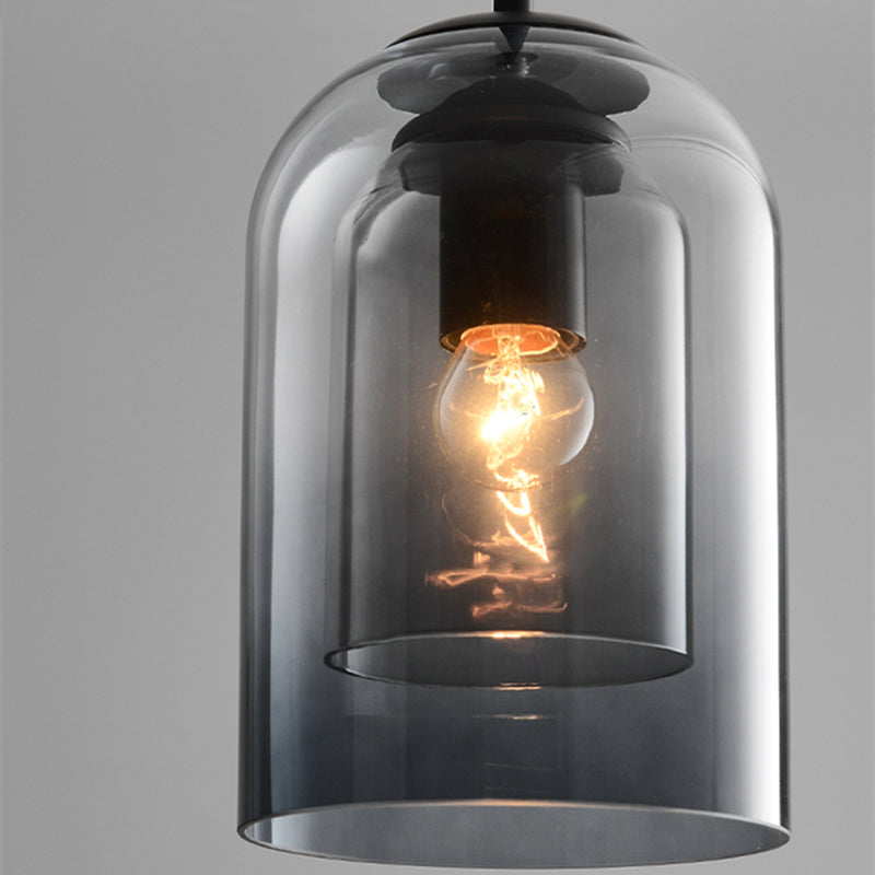 Lampa wisząca z podwójnym szkłem z połowy wieku do jadalni i salonów