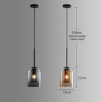 Lampa wisząca z podwójnym szkłem z połowy wieku do jadalni i salonów