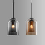 Lampa wisząca z podwójnym szkłem z połowy wieku do jadalni i salonów