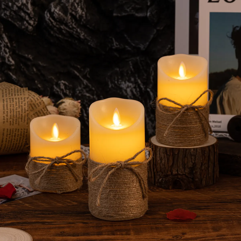 Bougies LED cylindriques sans flamme avec effet de lumière réaliste