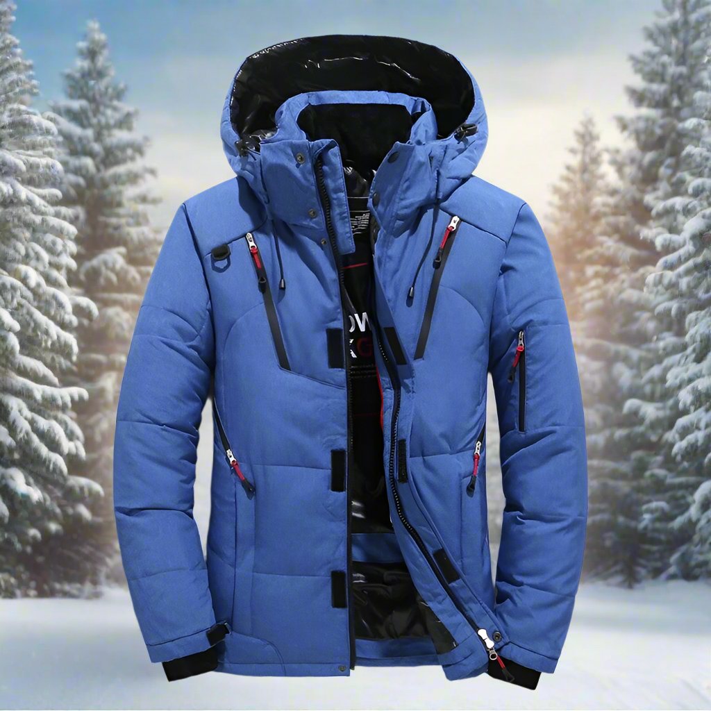 Giacca invernale da uomo con cappuccio antivento con tasche