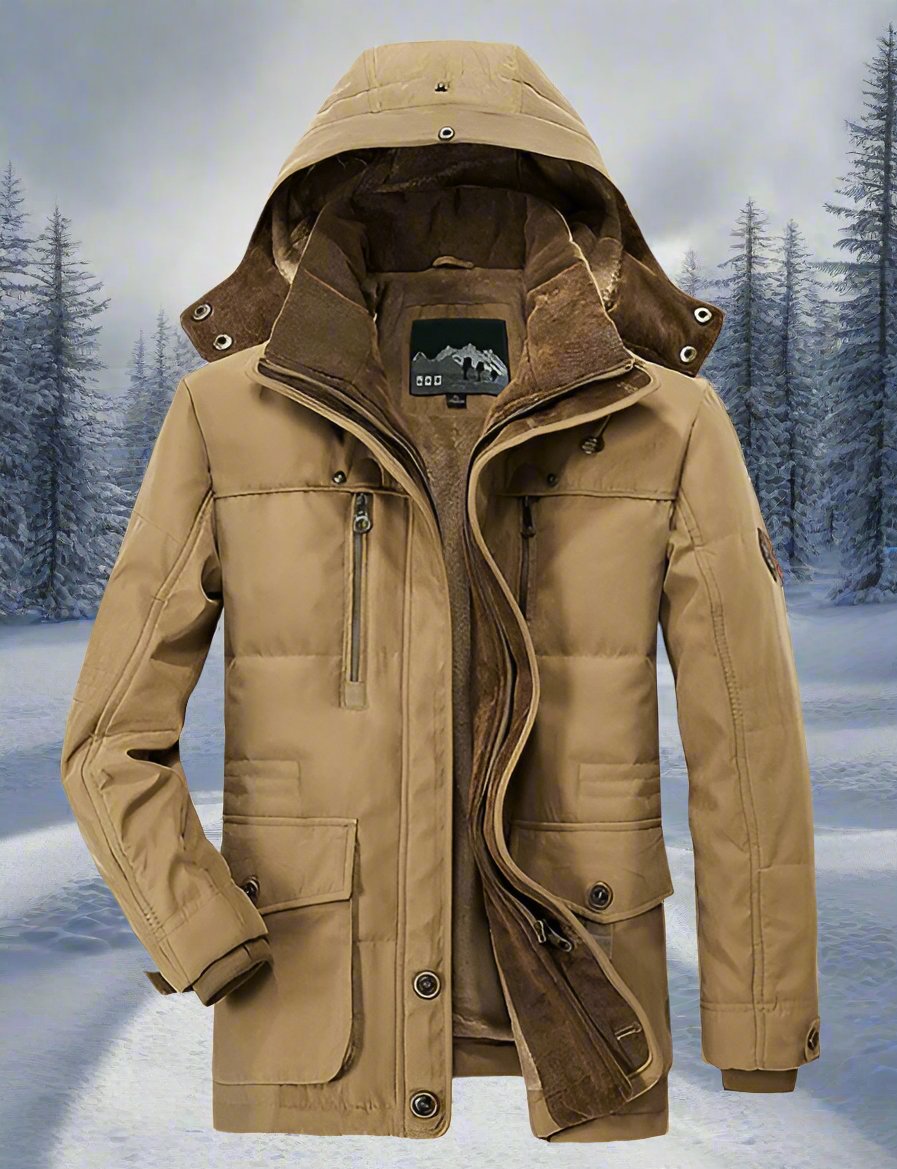 Herren Winterjacke abnehmbarer Kapuzen und sichere Taschen