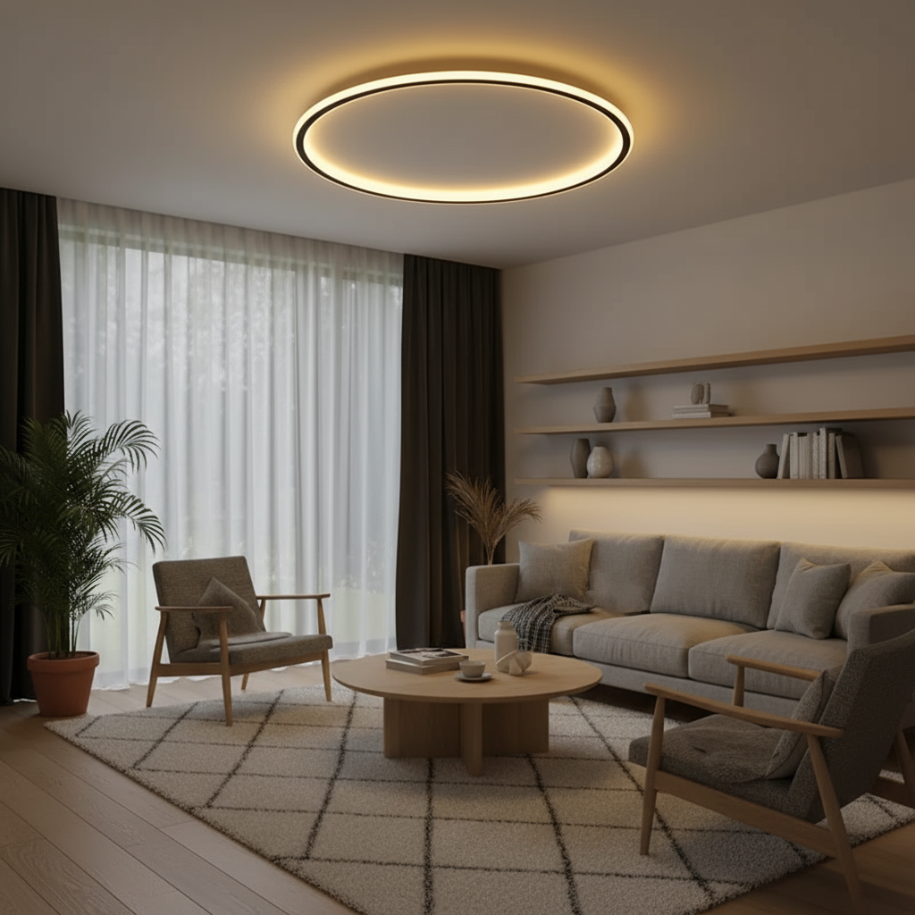 Skandynawska lampa sufitowa minimalistyczna okrągła nowoczesna oprawa