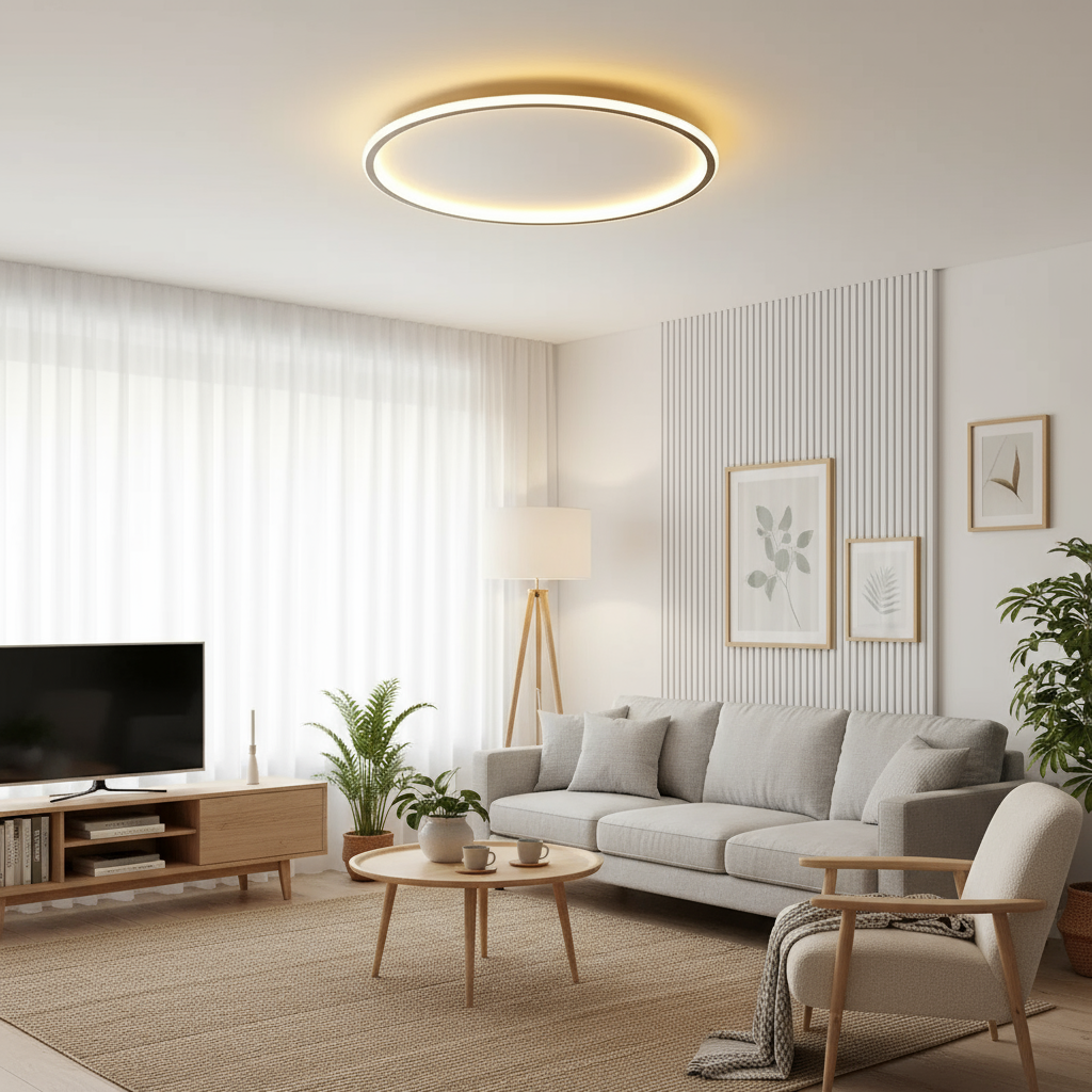 Skandynawska lampa sufitowa minimalistyczna okrągła nowoczesna oprawa