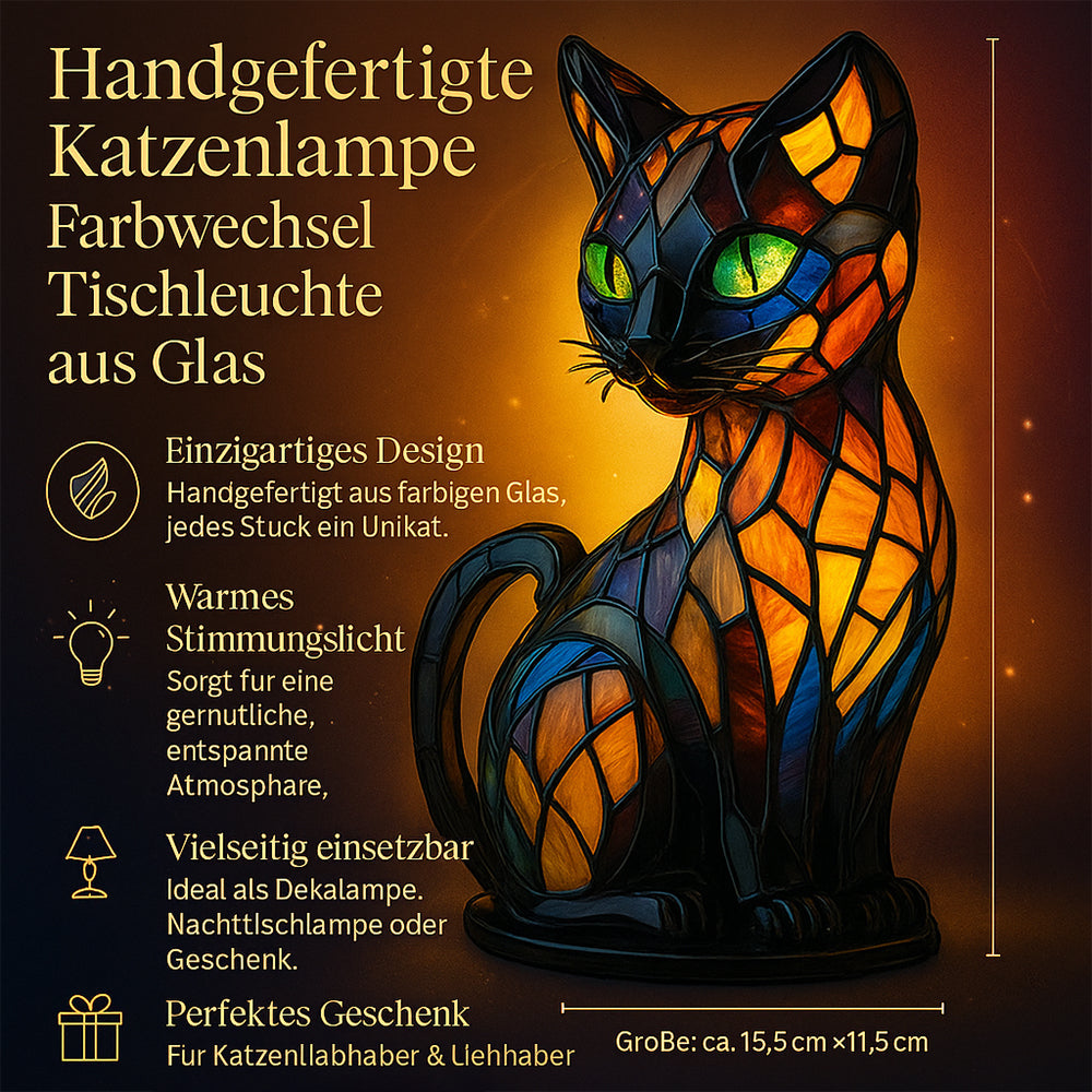 Artystyczna kot szklana lampka stołowa