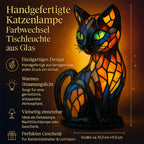 Artystyczna kot szklana lampka stołowa