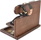 Drewny Organizer Biurkowy Uchwyt na Telefon Zegarek Okulary
