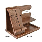 Drewny Organizer Biurkowy Uchwyt na Telefon Zegarek Okulary