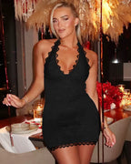 Spitzen-Minikleid mit Raffung für Partys