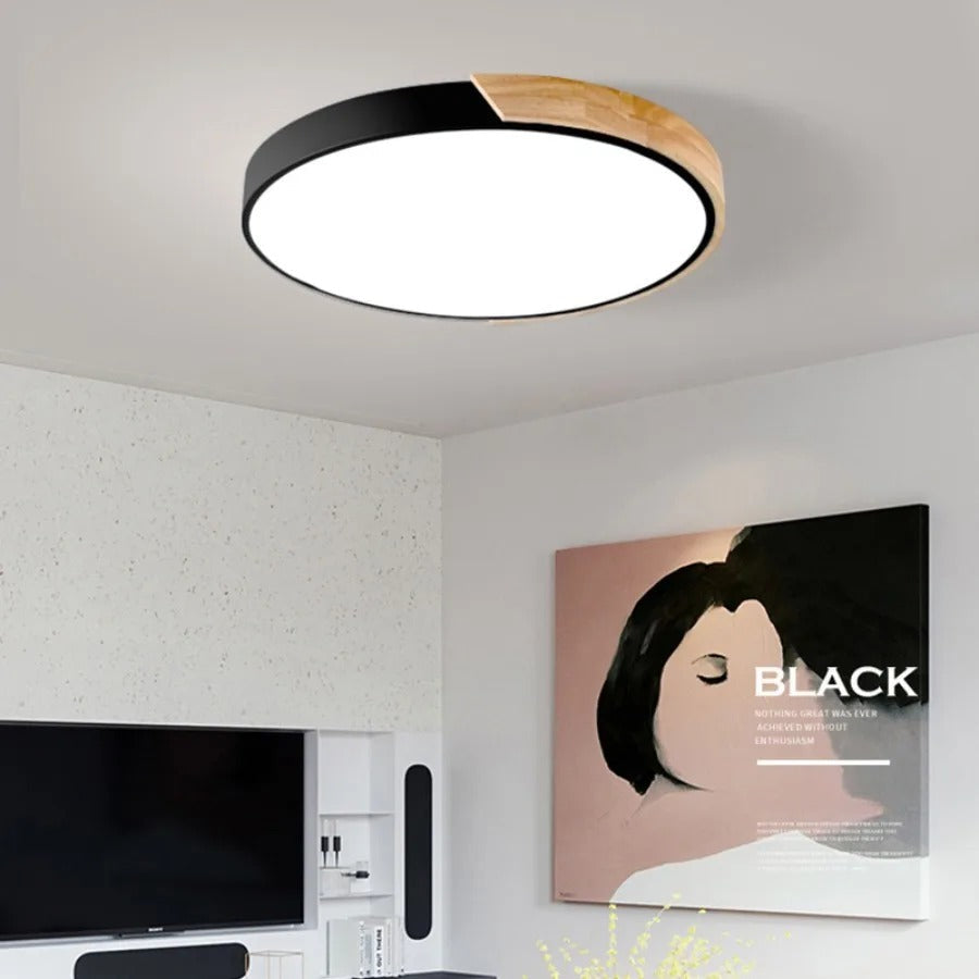 Nowoczesna drewniana lampa sufitowa LED typu plafon