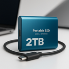 قرص SSD خارجي بسعة 2 تيرابايت عالي الأداء – ذاكرة محمولة لأجهزة اللابتوب وأجهزة الكمبيوتر المكتبية