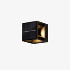 Square black solar-powered outdoor lamp