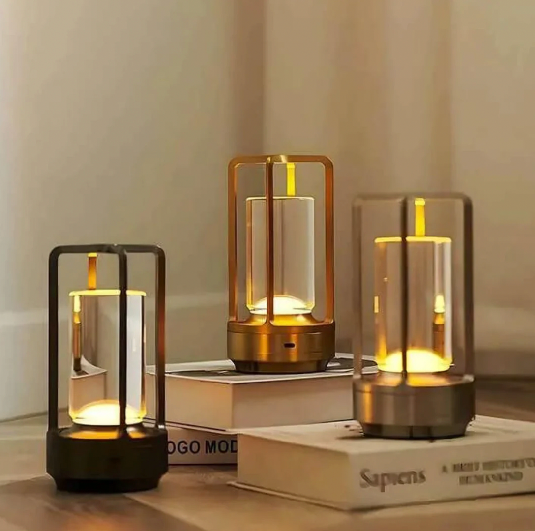 Wireless LED table lamp with charging and dimming function, providing ambient lighting