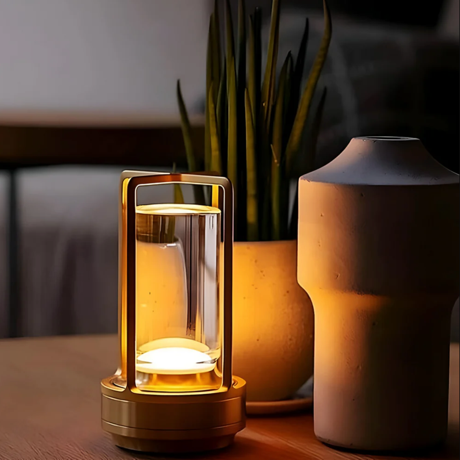 Wireless LED table lamp with charging and dimming function, providing ambient lighting