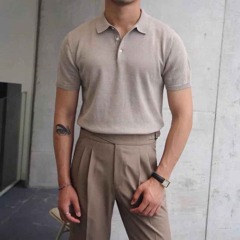 Polo da uomo manica corta taglio aderente stile casual classico