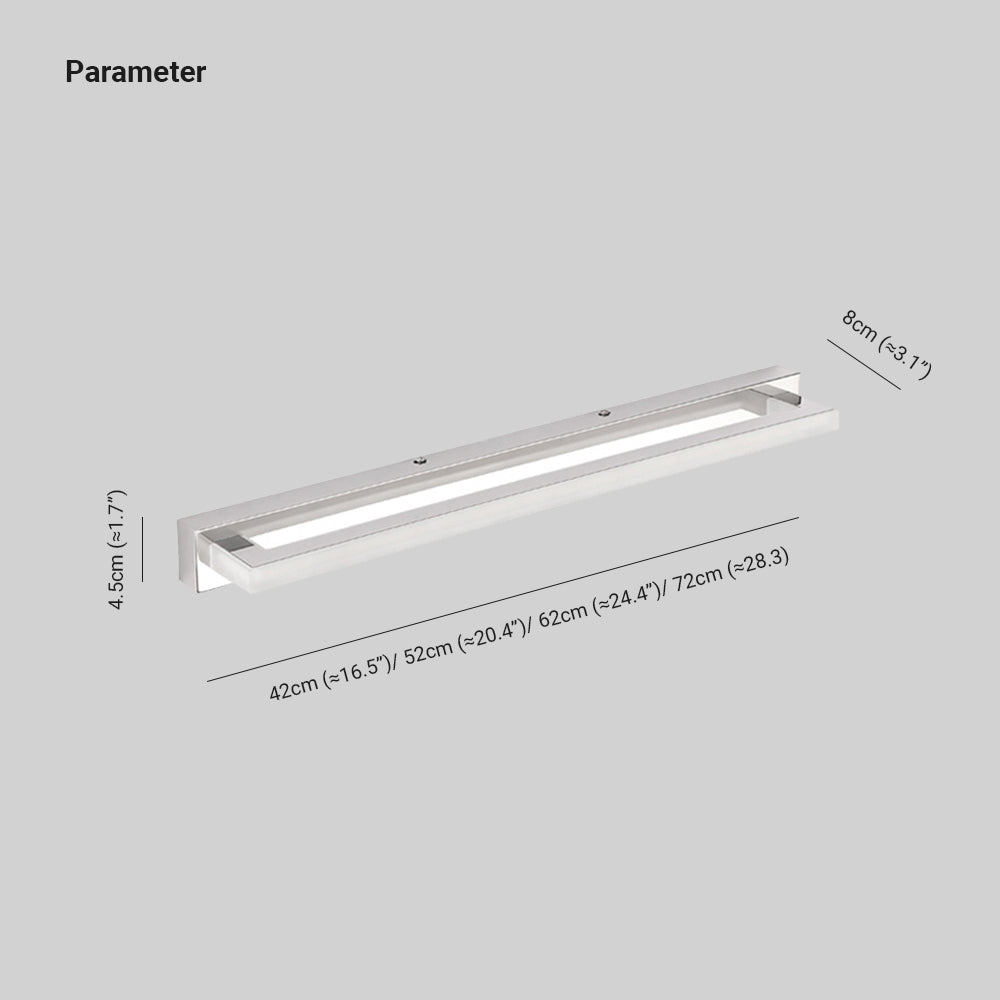 Atmospheric rectangular mirror-front LED wall lamp for interiors