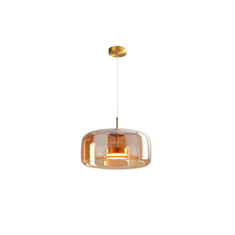 Lampada da soffitto in stile retrò con triplo paralume in vetro e illuminazione LED regolabile