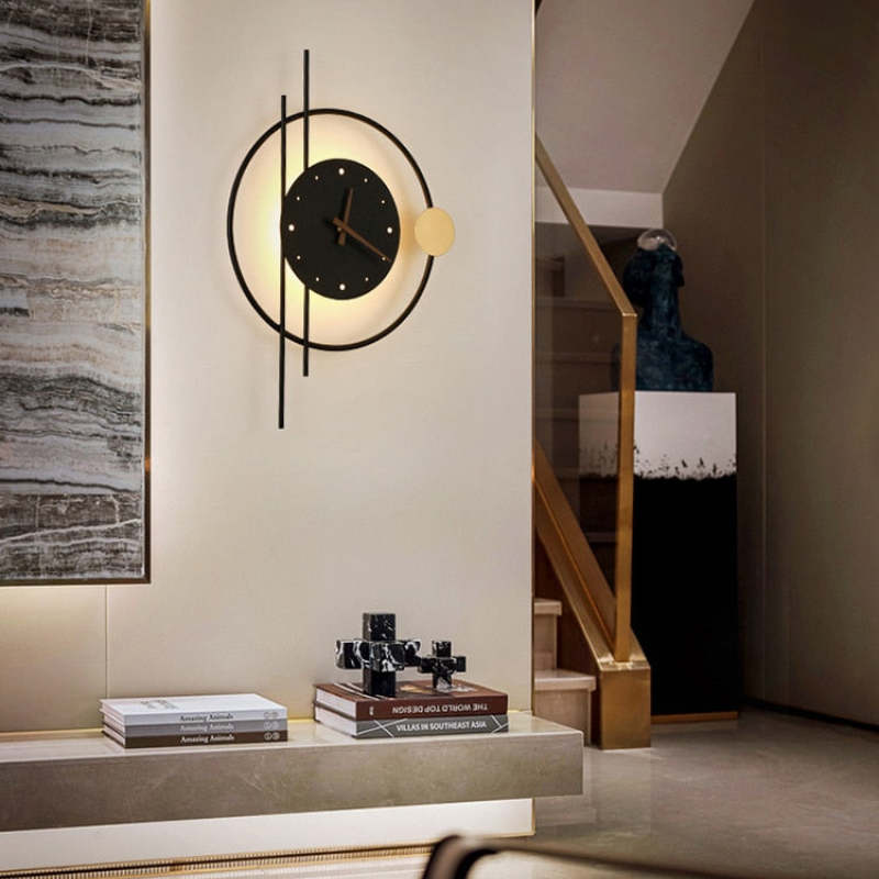 Horloge murale ronde moderne avec éclairage LED - élément mural décoratif pour intérieur