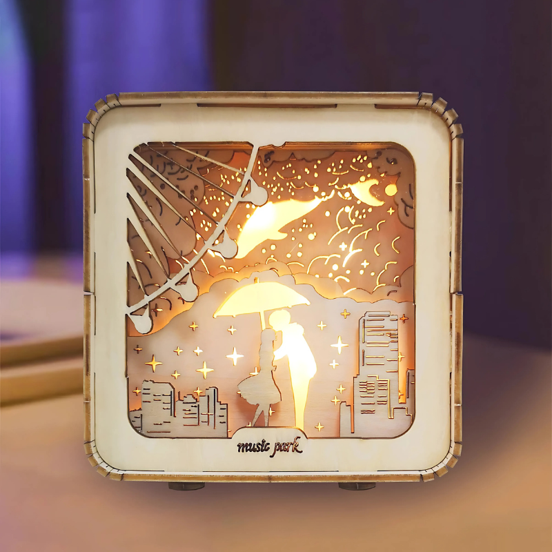 Kreatywna artystyczna drewniana DIY lampa 3D