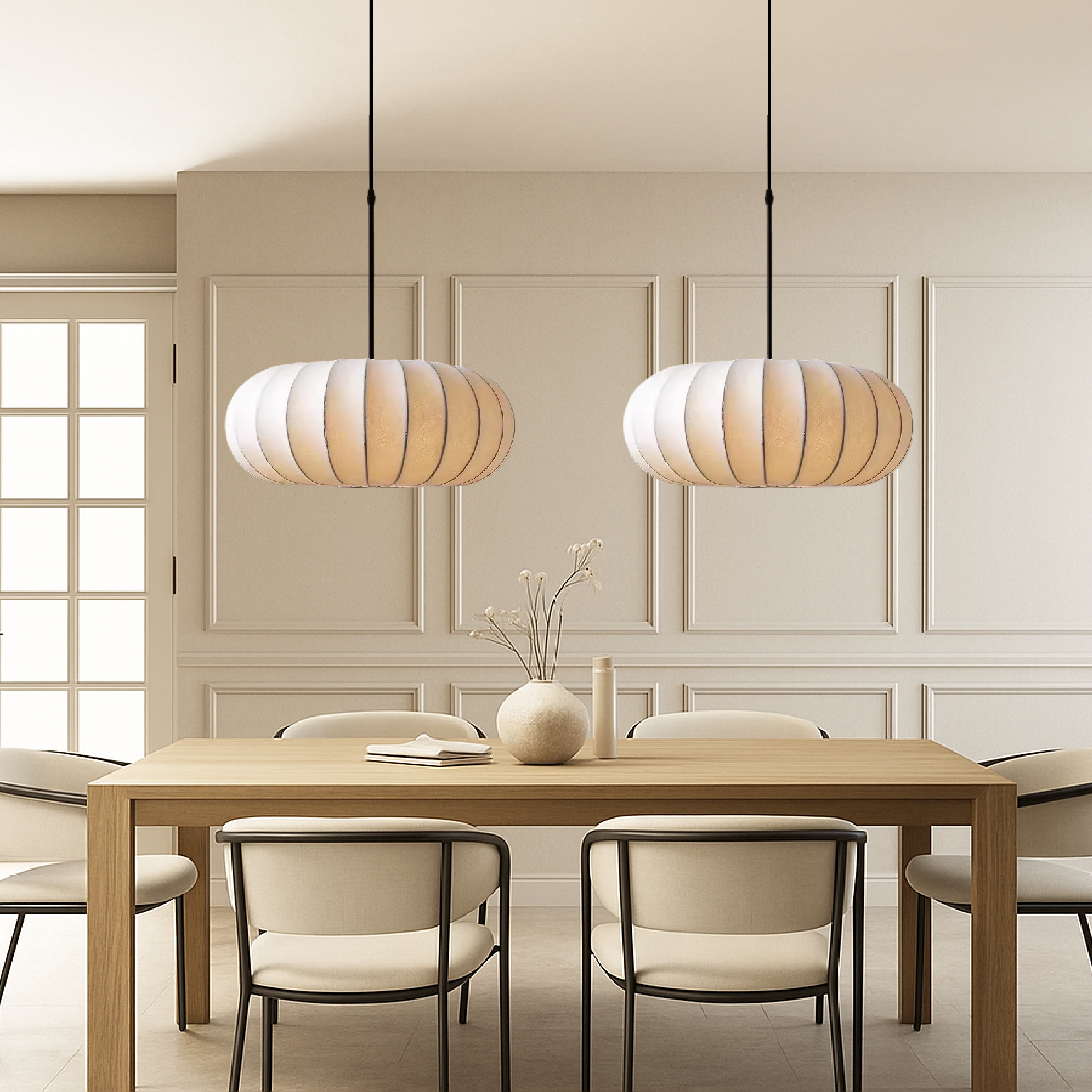 Minimalist ceiling lamp with warm, ambient light