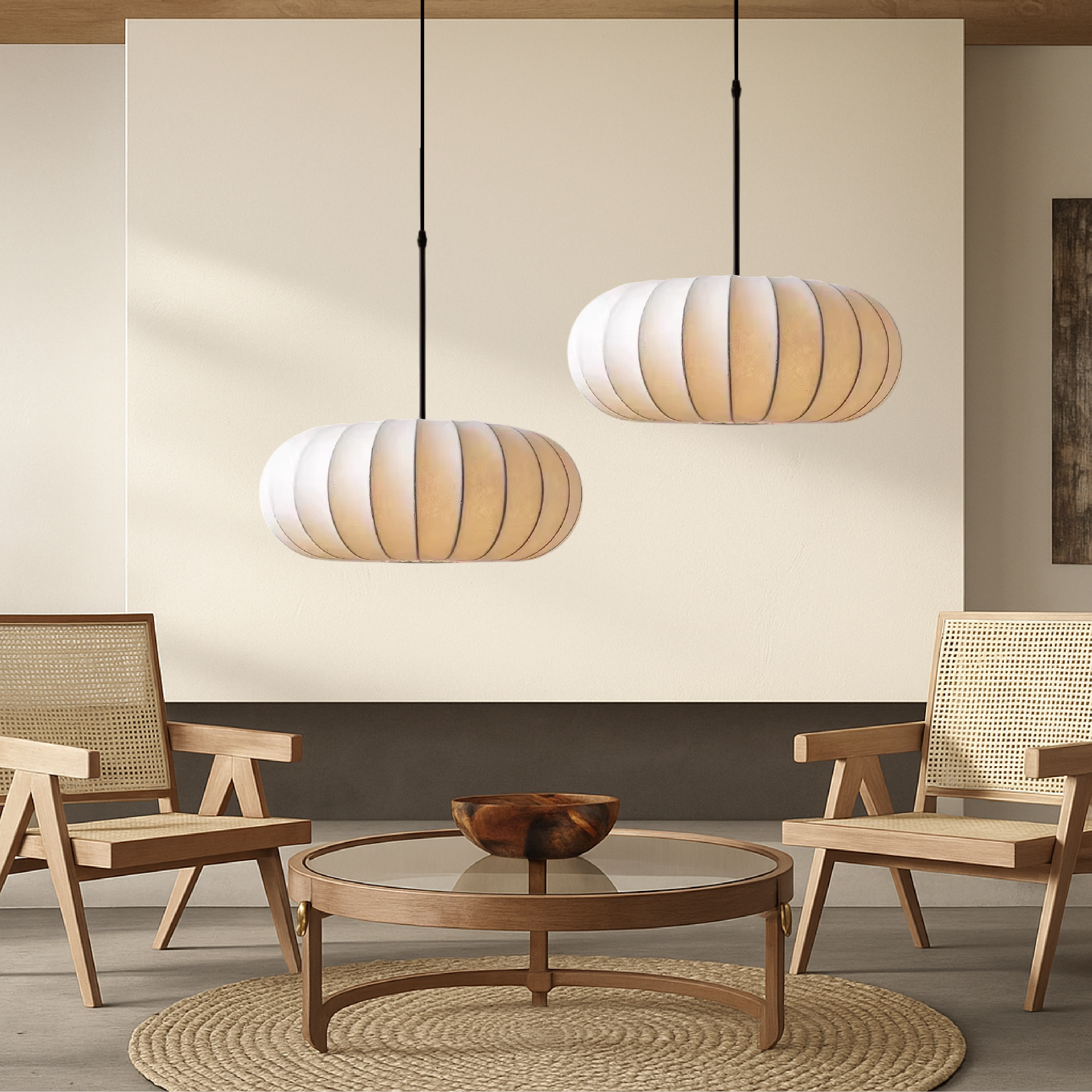 Minimalist ceiling lamp with warm, ambient light