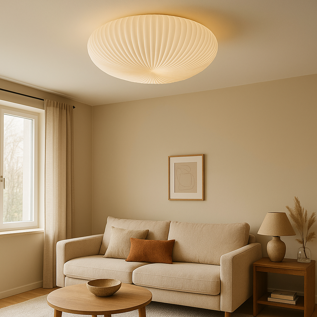 Modern sculpted ceiling lamp with built-in LED backlight