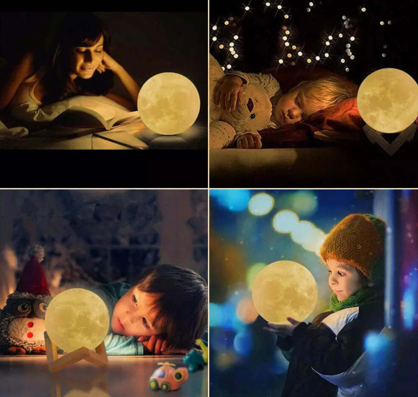 Lampe 3D avec fonction de lumière nocturne lunaire, changement de couleur, réglage de la luminosité et télécommande