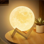 Lampe 3D avec fonction de lumière nocturne lunaire, changement de couleur, réglage de la luminosité et télécommande