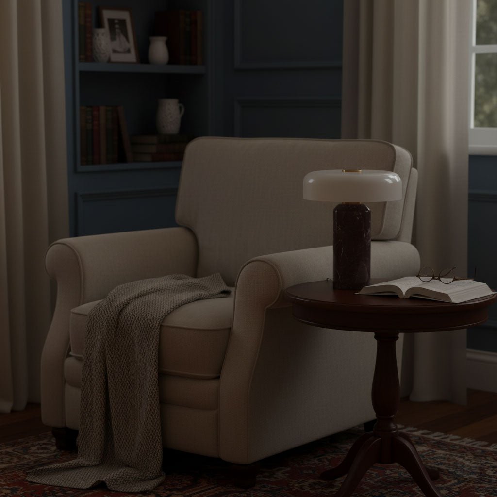 Lampada da tavolo moderna con base in marmo e controllo touch LED