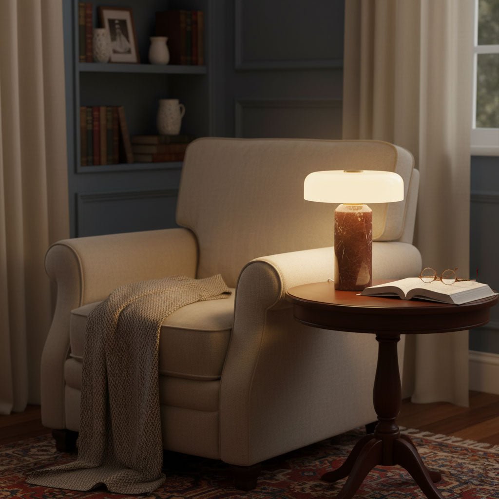 Lampada da tavolo moderna con base in marmo e controllo touch LED