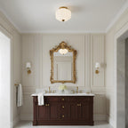 Jade green glass ceiling lamp with gold frame