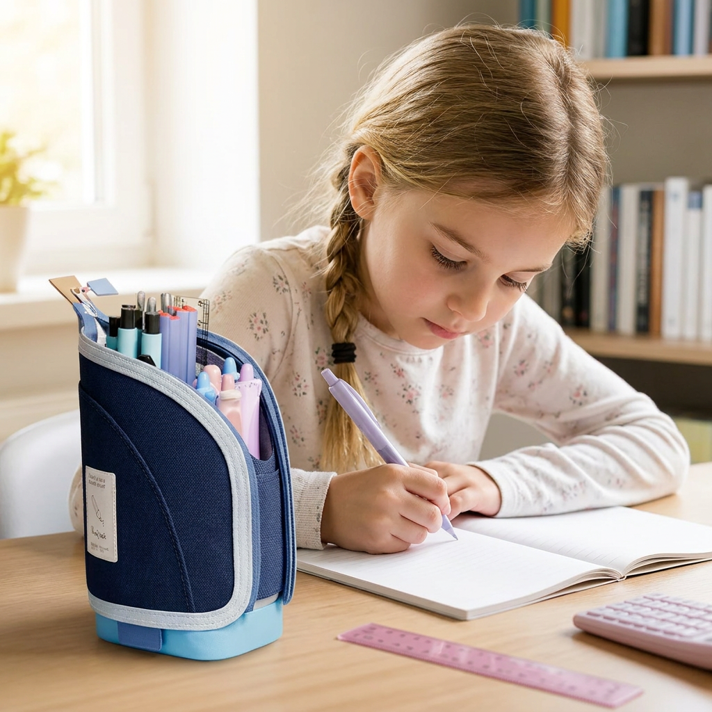 Trousse 2-en-1 avec organiseur de bureau et porte-stylo