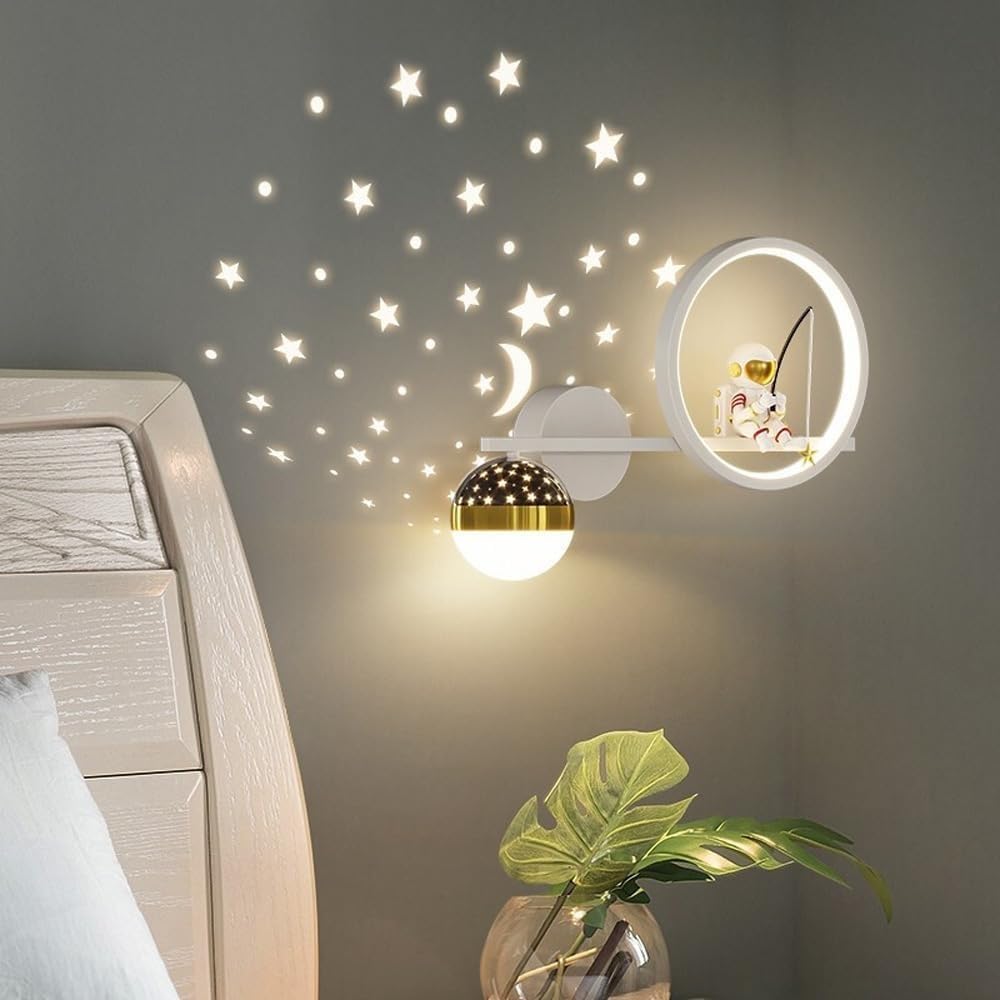 Starry Glow LED wall lamp with warm white light - Child-safe and designed for bedrooms