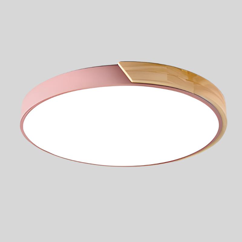 Lámpara de techo LED moderna de madera de montaje al ras