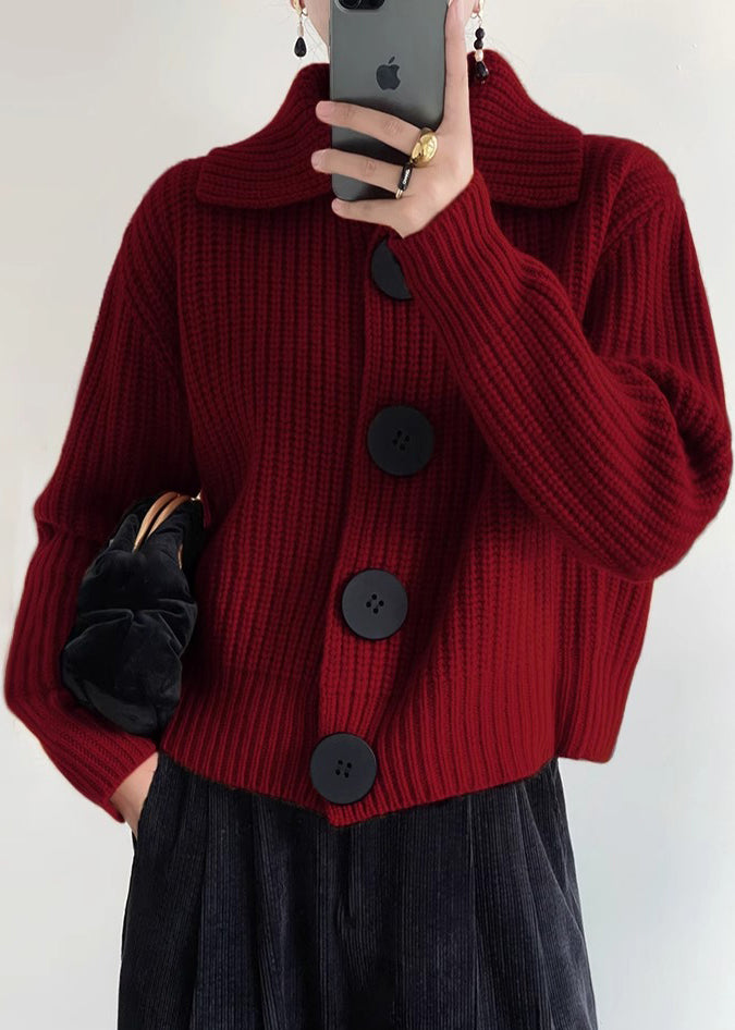 Women's Buttoned Cardigan Orange Style with Collar Piotruś