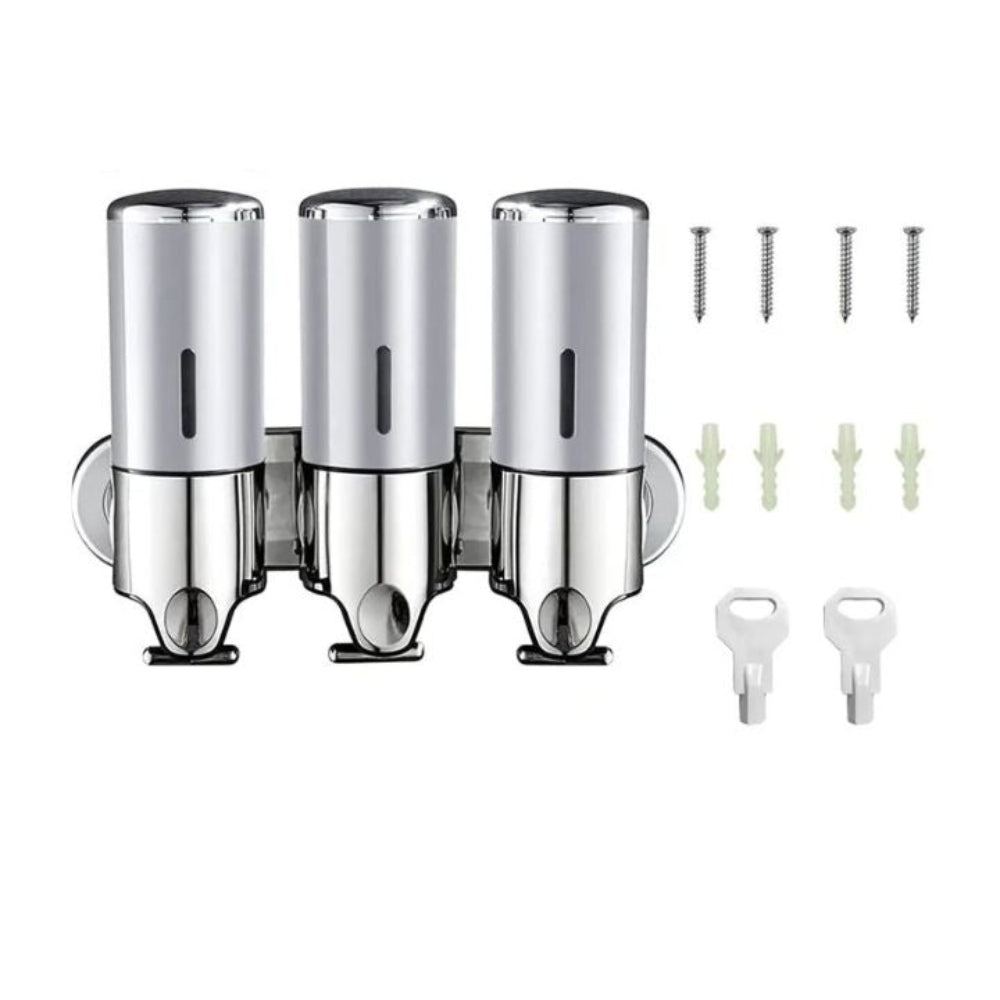 Elegancki dozownik mydła do montażu na ścianie -  przeznaczony do nowoczesnych łazienek