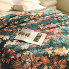 Decorative floral throw with fringes Lightweight sofa cover