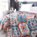 Coperta reversibile con motivo a mosaico con frange Stile marocchino