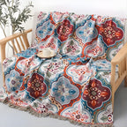 Coperta reversibile con motivo a mosaico con frange Stile marocchino
